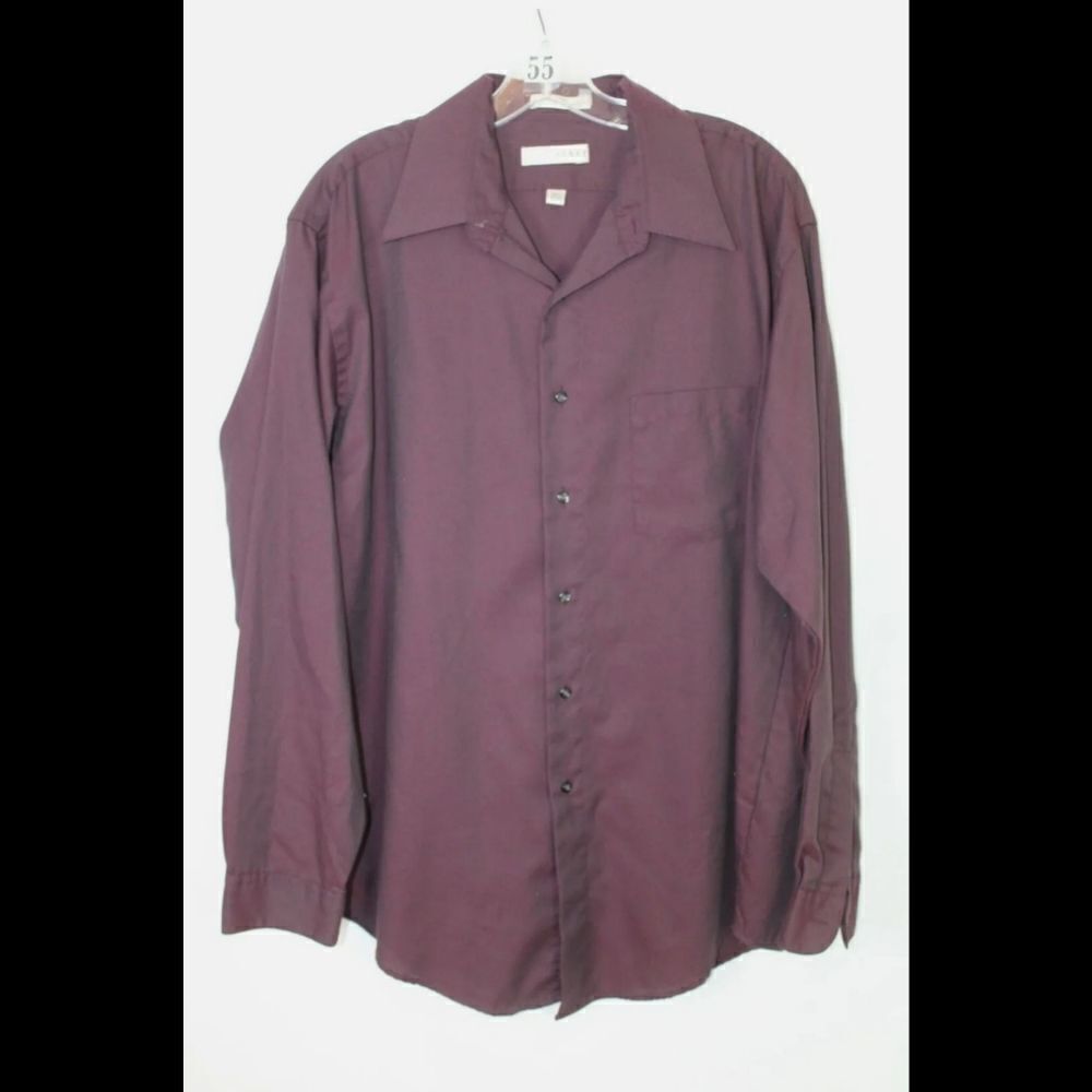 John Henry Purple Long Sleeved Button Down Dress Shirt Size 16 1/2 (34/35)